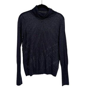 Anthropologie Angel of the North Savine‎ Shimmer Navy Blue Turtleneck Top Size S
